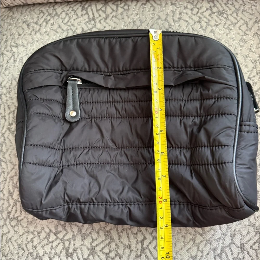 Sandra Roberts Squared Black Quilted Makeup Bag